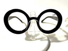 ALL NEW TRENDY ROUND NEW OVERSIZED READING GLASSES READERS BLACK 2.50