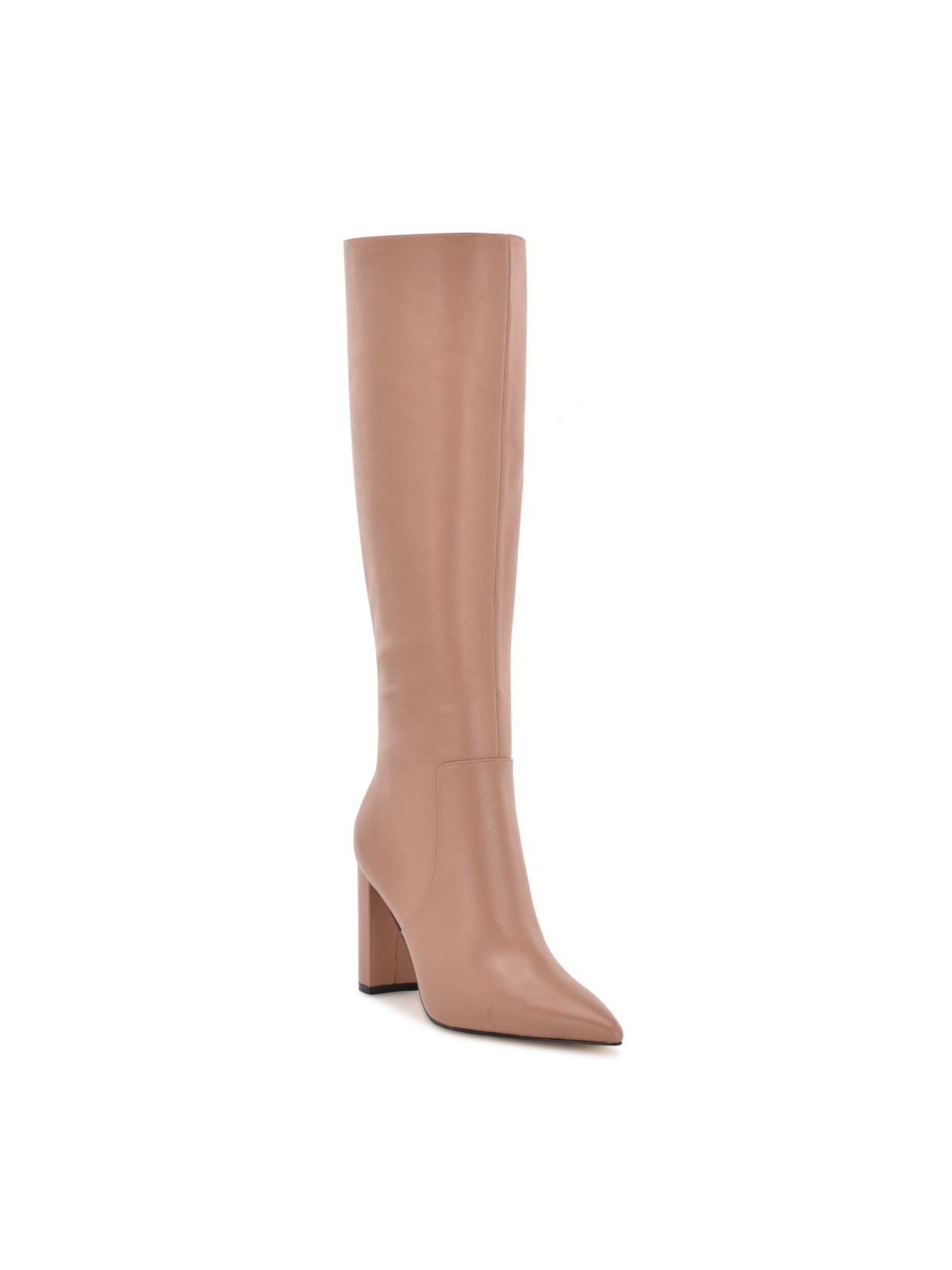 NINE WEST Womens Beige Wide Calf Danee Block Heel Leather Boots Shoes 9.5 M WC