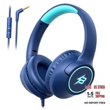 Kids Headphones Wired for School, 85/94dB Volume Limit, Wired Over Navy Blue