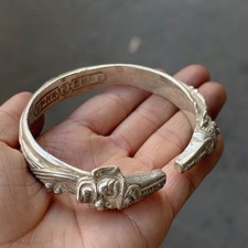 Vintage Style Brass Tone Bangle Taiping Design Collectible Antique Look Jewelry