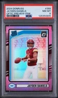 1 JAYDEN DANIELS 2024 PANINI DONRUSS OPTIC PREVIEW-PINK #389 ROOKIE RC PSA 8