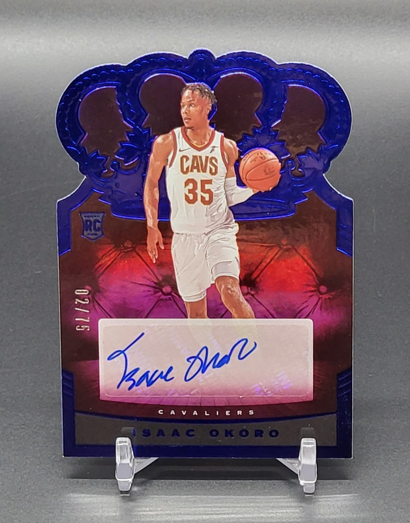 2020-21 Panini Crown Royale ISAAC OKORO Rookie BLUE AUTO /75 Cavs RC Autograph