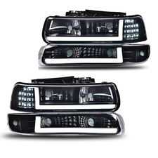 CNNELL LED DRL Headlight Compatible with Chevy Silverado 1999-2002  Headlamp...