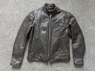 vintage 1970s jacket LESCO leather 40 brown MOTORCYCLE lined CAFE