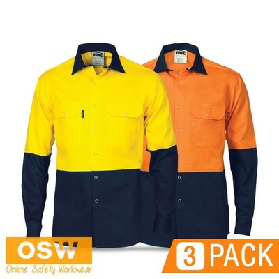 3 X Men's Safety Bicolor Top Secure Snap Button Closure Heavy Duty Workwear