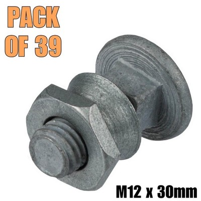 39x M12x30mm manipulationssicher Topf Vierkantschraube & Schermutter verzinkt Sicherheitsschrauben
