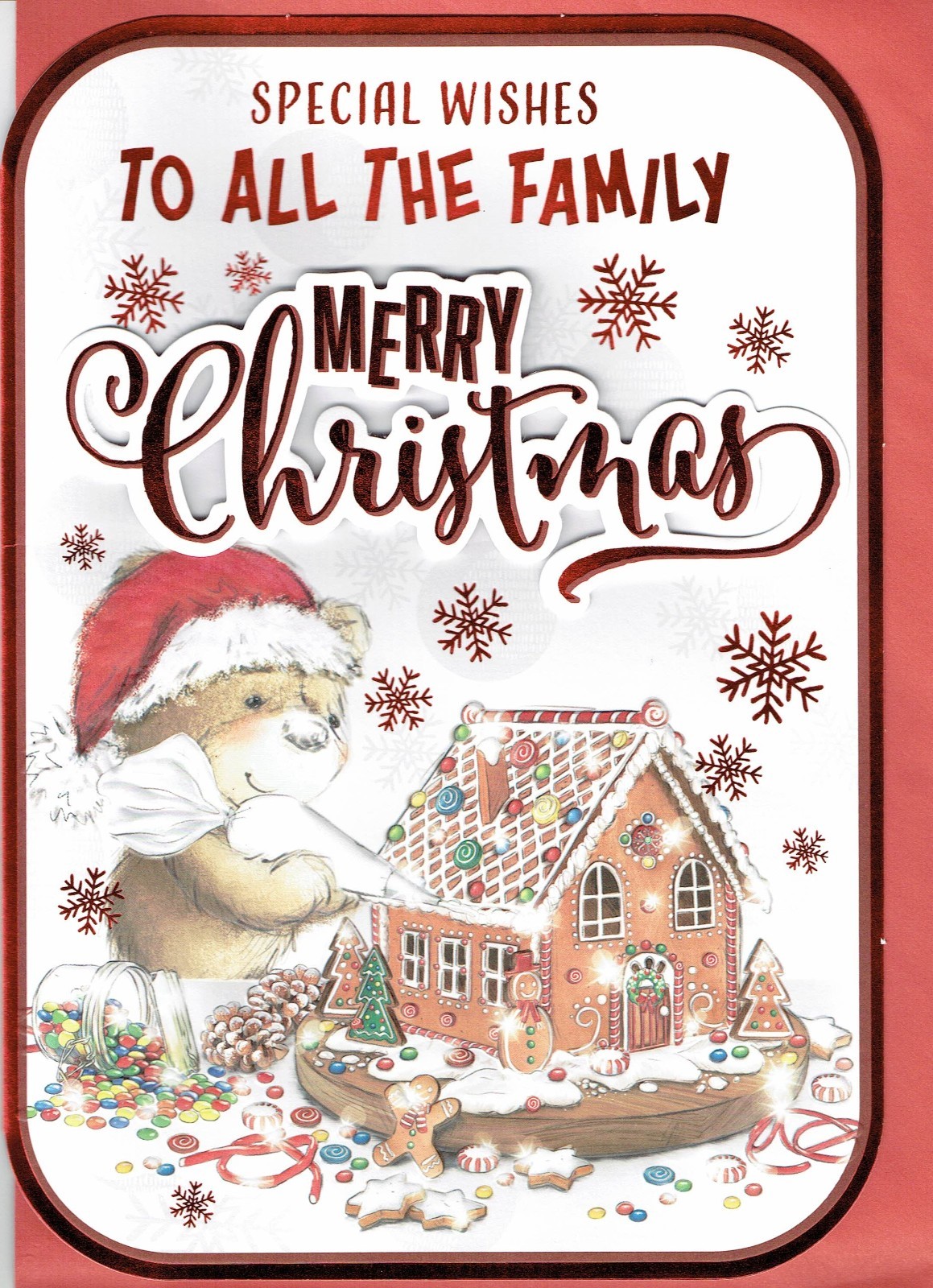 TO ALL THE FAMILY CHRISTMAS CARD -   Large Quality Gingerbread House Design