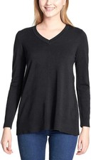 DKNY Jeans Ladies Viscose Blend V-Neck Sweater Color Black Size Small