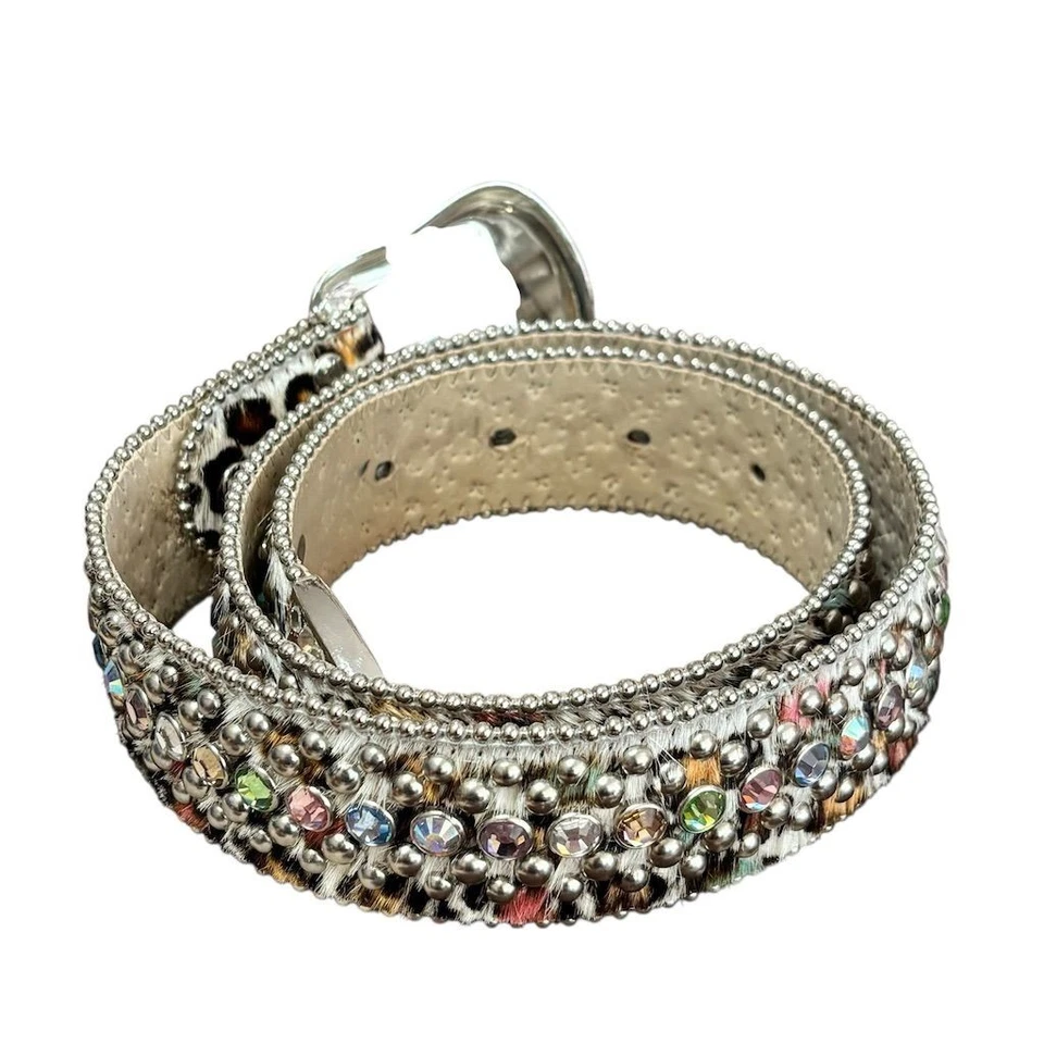 B.B. Cinturón para mujer Simon leopardo estrás multicolor talla L western Foto 3 de 4