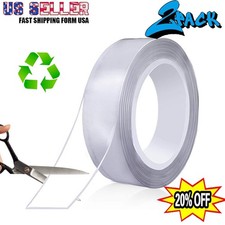 16.5FT Transparent Tape Double Sided Traceless Washable Adhesive Invisible Gel