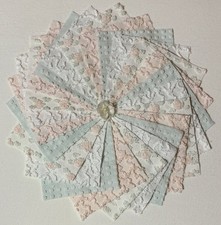 24 VINTAGE CHENILLE BEDSPREAD PINK ROSEBUD + COORDINATES 6" SQUARES