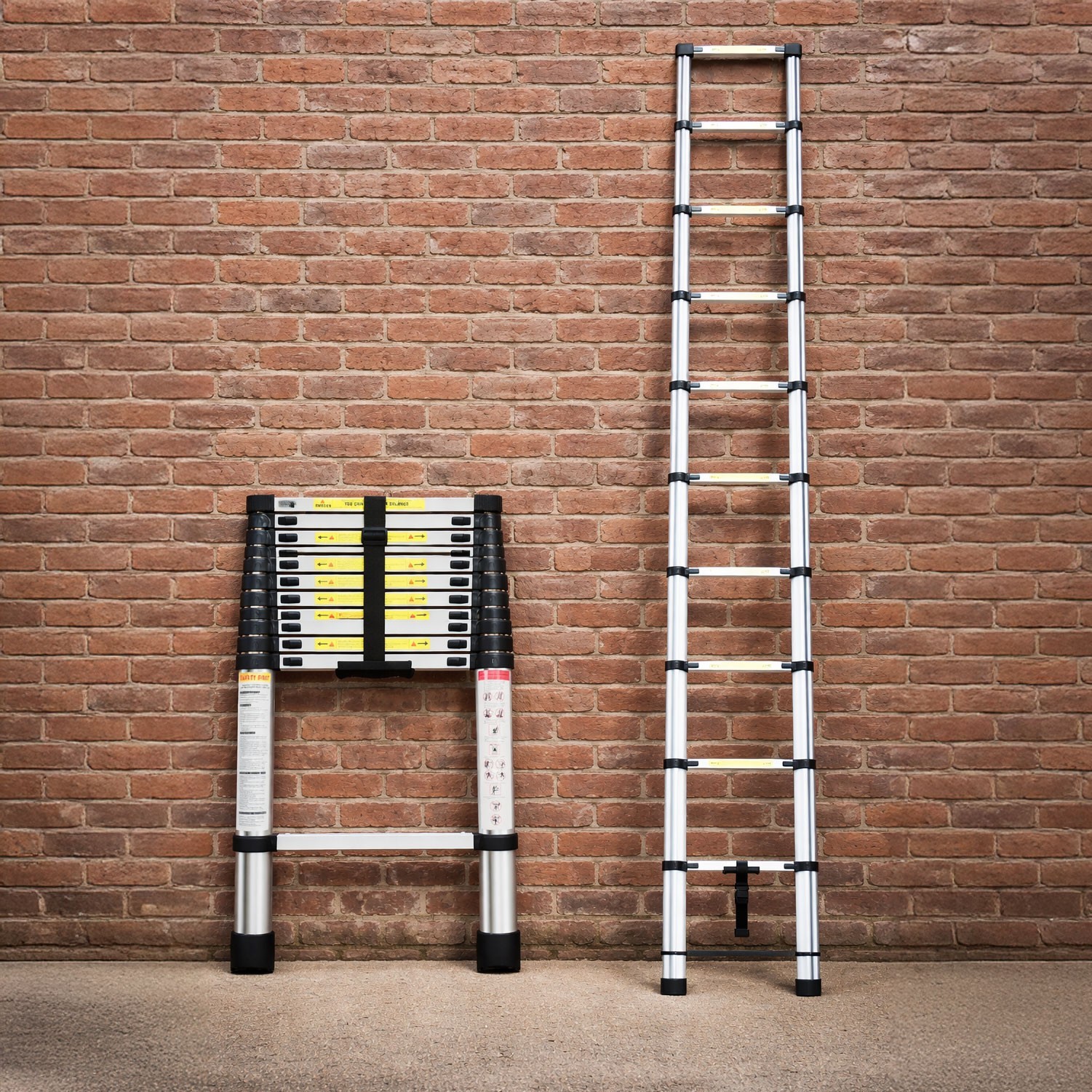 Neo Unisex Black Extendable 4.6M Steel Foldable Telescopic Ladder In | : 3.2M - Image 2