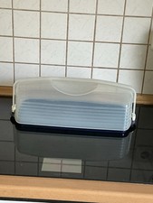 Tupperware Kuchen-Behälter Königskuchen Stollen Kasten Muffins Träger Blau