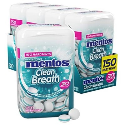 Mentos Clean Breath Hard Mints, Intense Wintergreen, 150 Pieces, 4 Count Pack