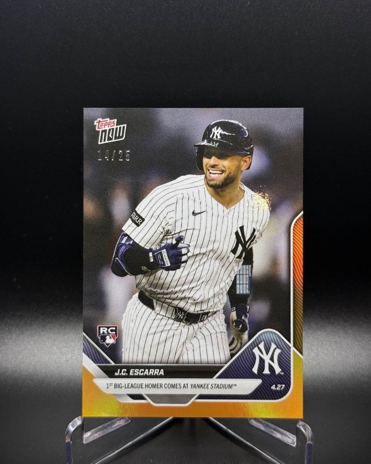 2025 Topps Now JC Escarra #114 Orange Foil /25 Rookie Yankees