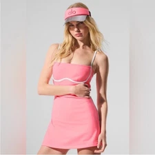 Alo Airbrush Streamlined Dress NWT Neon Bubblegum / White