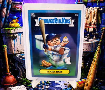 2022 Topps MLB x GPK Garbage Pail Kids Blame Bob Blue Foil /25 Bobby Witt Jr. RC