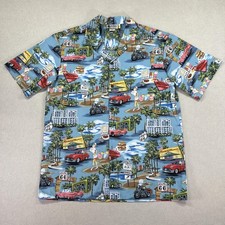 Vintage 90s Aloha Republic Shirt Men L Route 66 Hawaiian AOP Cotton Short Sleeve