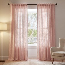 NICETOWN 230 GSM Pink Linen Sheer Curtains for Girls Room, Rod Pocket  Back ...
