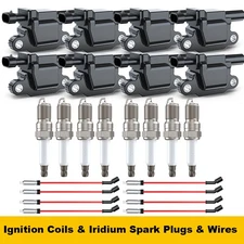 8X Ignition Coil & Iridium Spark Plugs & Wires For Chevy GMC 5.3 6.2L UF413