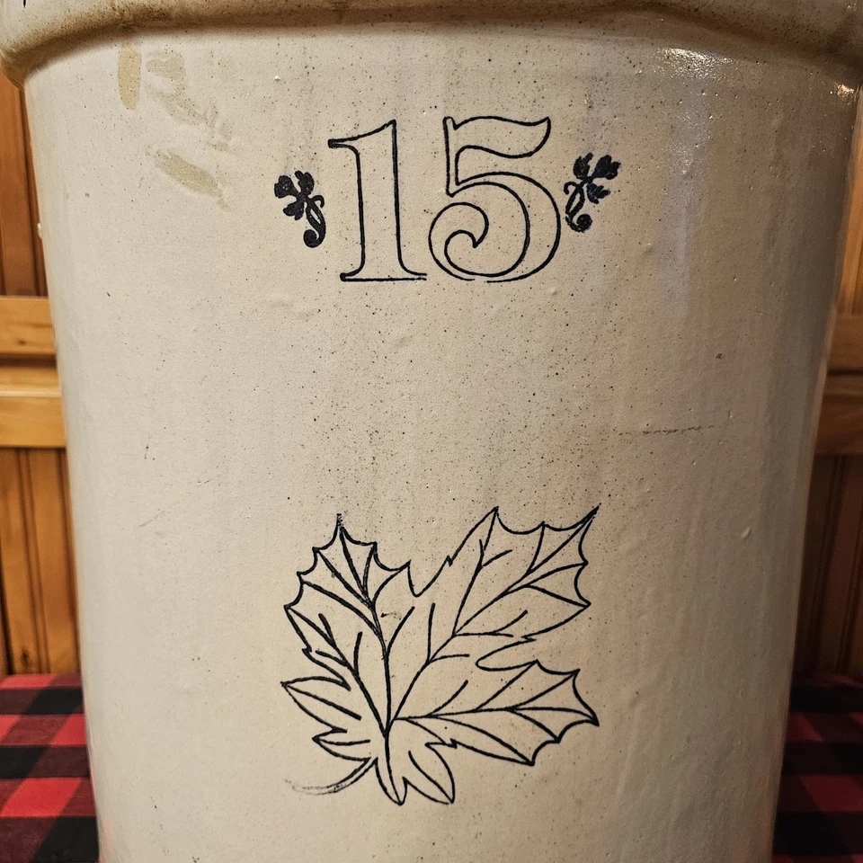 Vaso antiguo vintage de 15 galones Western Stoneware Company Foto 3 de 4