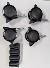 Office Chair Casters 2" Swivel Wheels Grip Ring Stem with Brake Set of 4