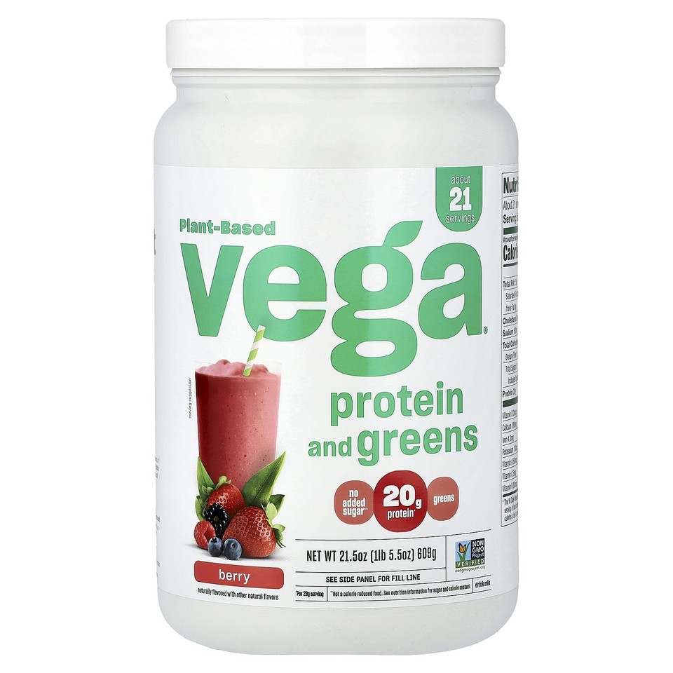 Plant Based Protein and Greens, Berry, 1 lb 5.5 oz (609 g)