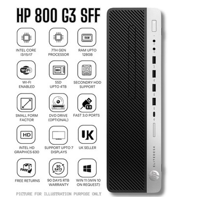 HP EliteDesk 800 G3 SFF Intel Core i7 7. Gen 64GB RAM 2TBSSD 7 externes Display