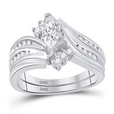 14kt White Gold Womens Marquise Diamond Bridal Wedding Engagement Ring Band