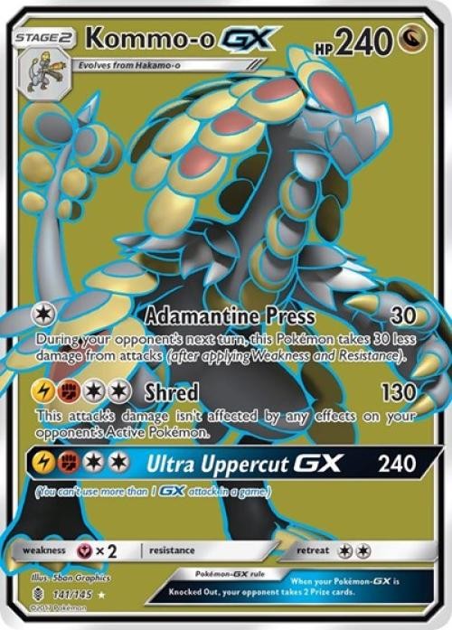 Pokemon Kommo-o GX (Full Art) NM 1st Edition Normal SM - Guardians Rising