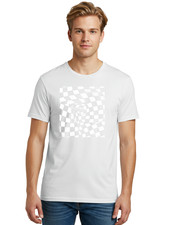 Checkered-Pattern Mens Graphic Tee, 100 Cotton, Casual Summer Wear
