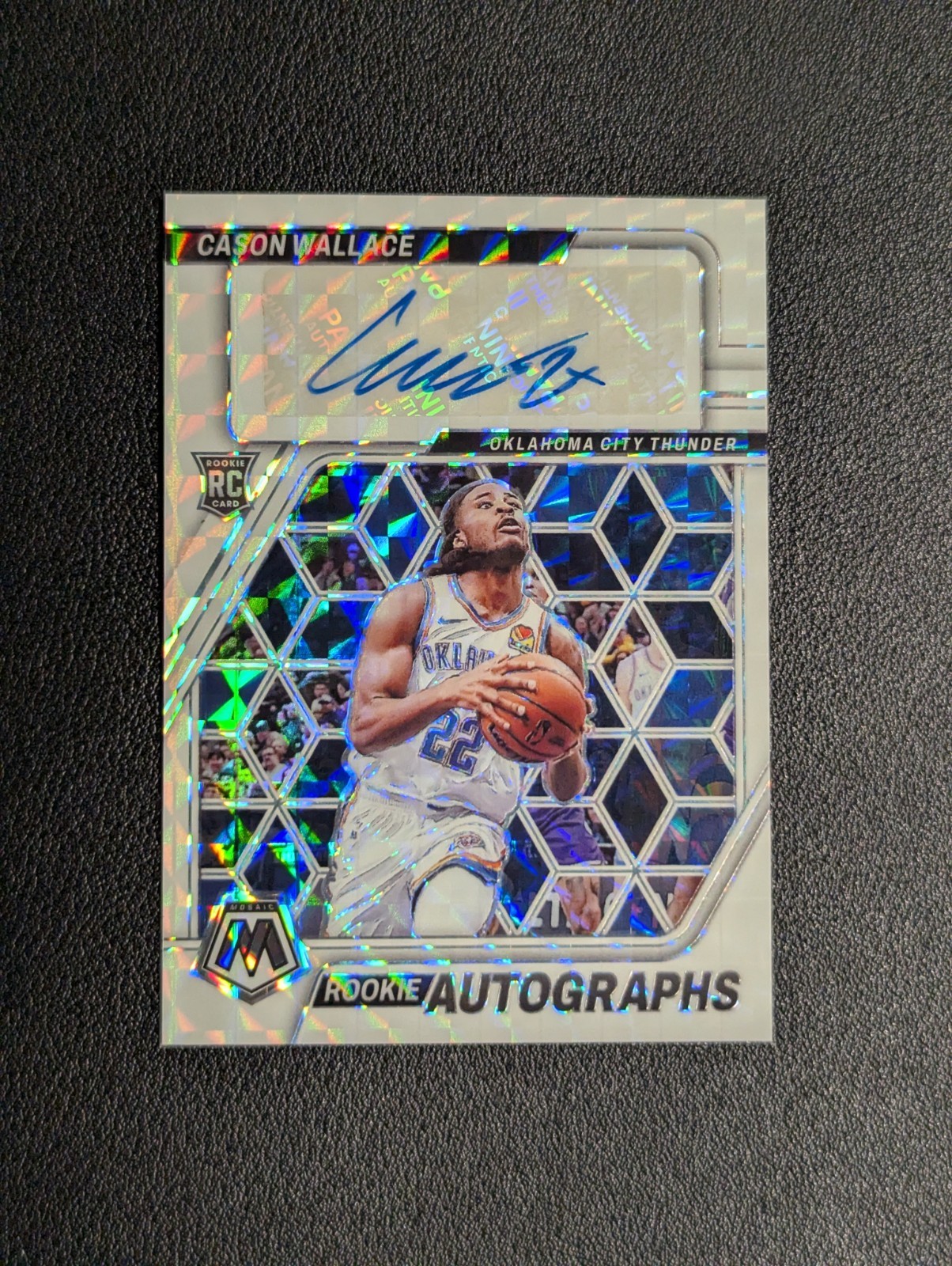 2023-24 Panini Mosaic Cason Wallace Rookie Autographs White /25 SSP #RA-WAL