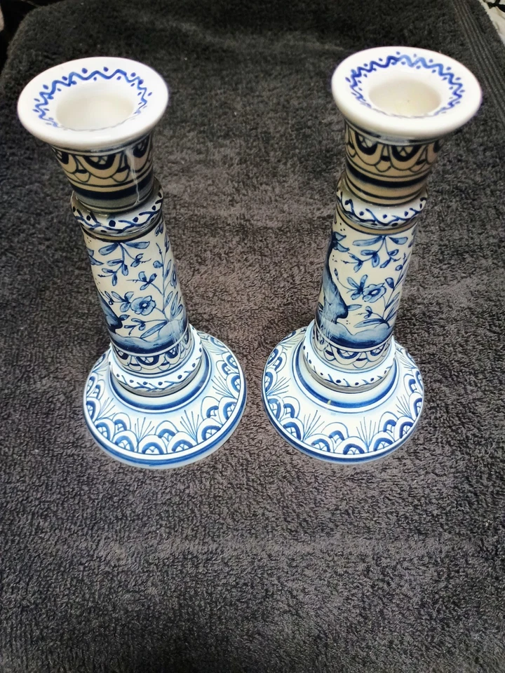 Coimbra Ceramica Taper Candle Holders; Made and Hand-Painted In Portugal 🇵🇹 - Image 3 of 4