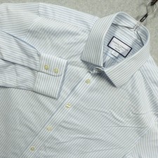 Charles Tyrwhitt Shirt Mens 16 36 Slim Fit Blue Striped Non Iron Oxford Office