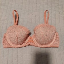 Victoria s Secret Dream Angels Lined Demi Peach Bra Size 32D