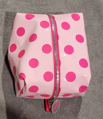 PINK Pink and Hot Pink Polka Dot  Makeup Bag with Zipper Cosmetic Case