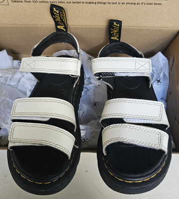 Dr Martens Girls 13 Klaire Junior White Leather Strap Sandals