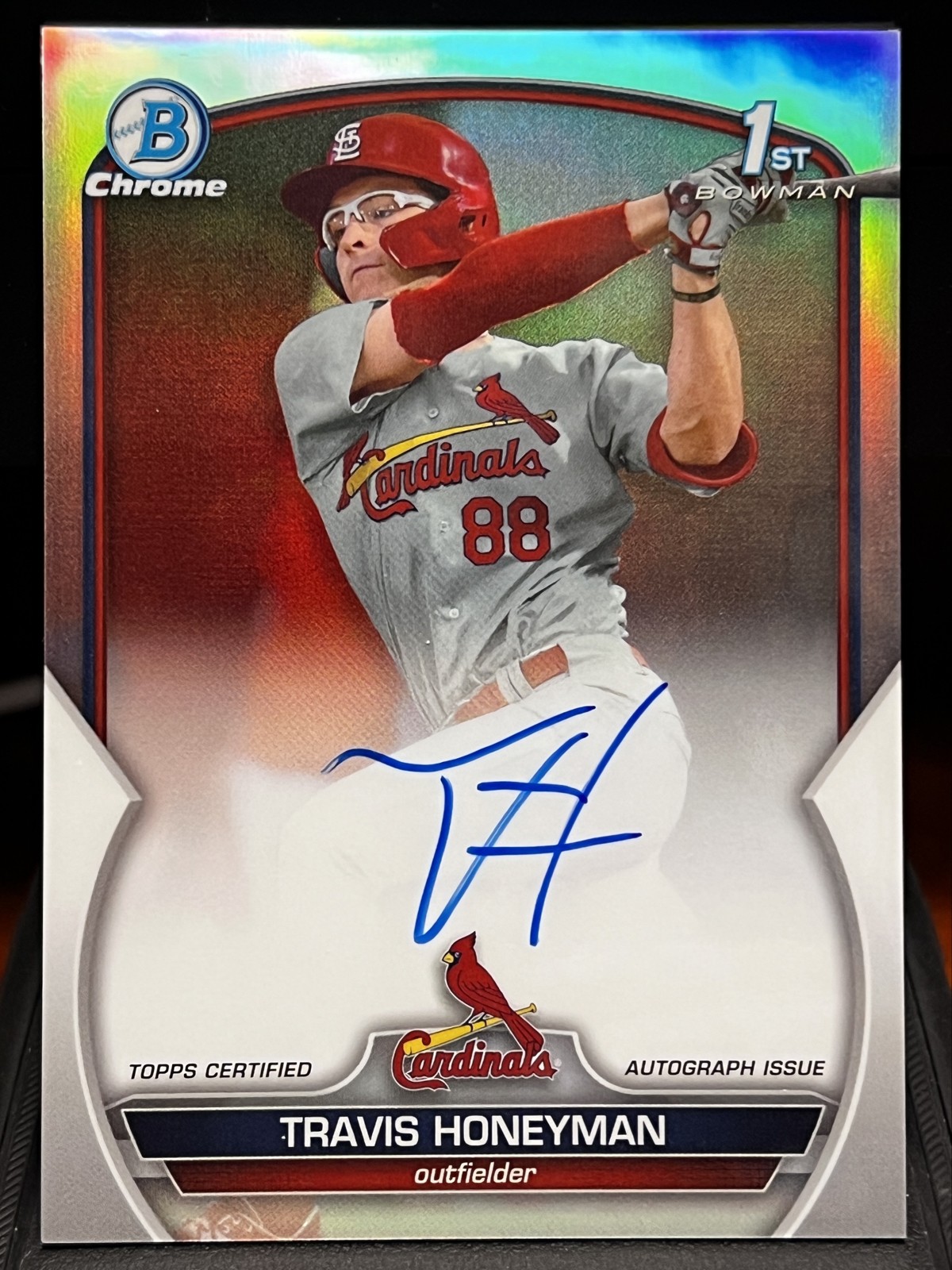 TRAVIS HONEYMAN 2023 1st Bowman Draft - Chrome Refractor AUTO /499 Cardinals