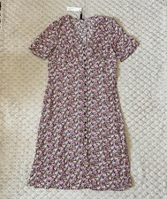 New Nobodys Child Midi Dress Floral Tea Dress Pink Orange Cottagecore UK 18 Boho