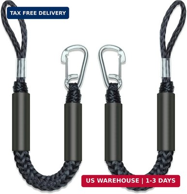 2PCS Fender Lines 2 Feet Premium Bungee Boat Lines with 316 Stainless Clip for B