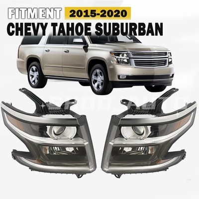 Fit 2015-2020 Chevy Tahoe Suburban LED DRL Projector Headlights Lamps Left+Right