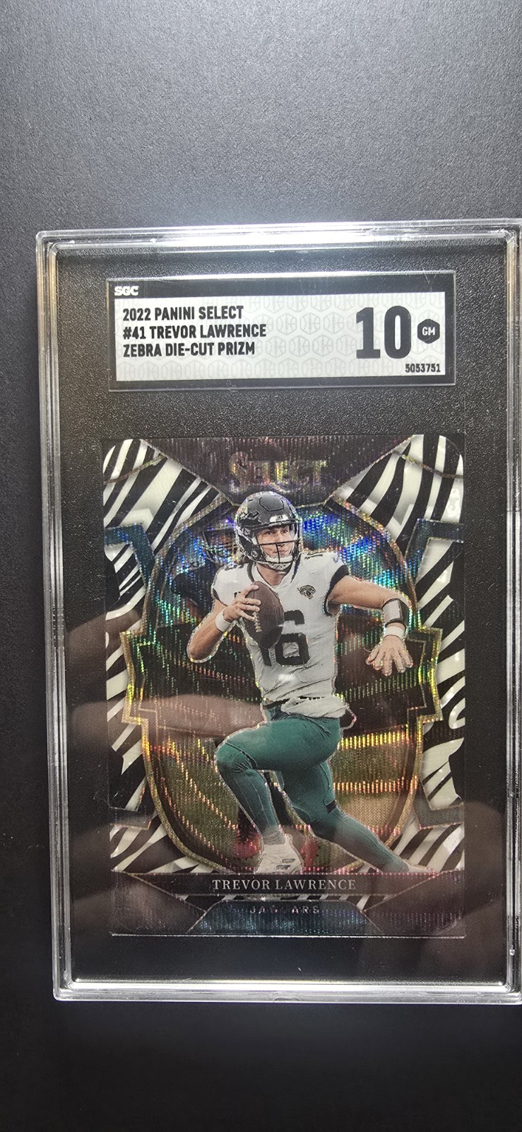 2022 PANINI SELECT DIE-CUT ZEBRA PRIZM #41 TREVOR LAWRENCE JACKSONVILLE JAGUARS