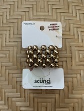 Scunci By Conair Hair Ponytailer Accent Accessory Gold Tone Beads w/ Bonus