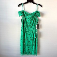 Adrianna Papell Beaded Off The Shoulder Mini Dress Green 14