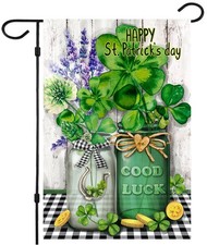 St Patrick's Day Garden Flag,Shamrock St Patricks Flag 12.5 x 18 Inch Clover