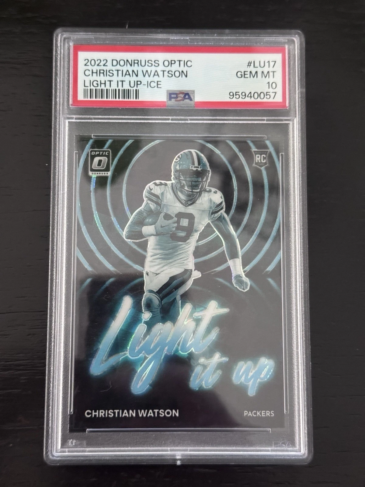 Christian Watson Panini Donruss Optic Light It Up #LU17 Ice