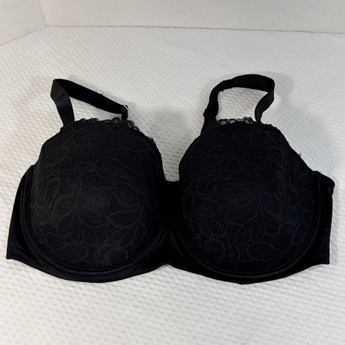 Joyspun Bra 44D Black Lace Plunge Lift Wire Lightly Padded Smoothing Comfort