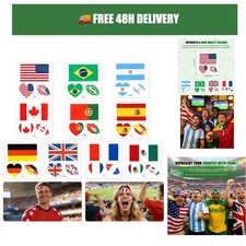 2026 World Cup Temporary Face Tattoos Soccer Fan Flag Stickers 10 Countries