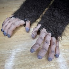 VTG Brown WereWolf Gloves Hands Claws Adult Halloween Costume Paws Read