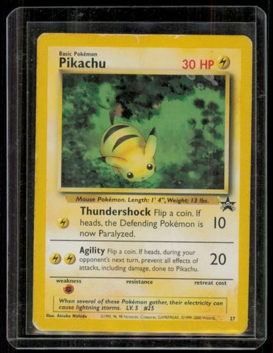 Pikachu # 27 WOTC Black Star Promo Pokemon Card Vintage - Heavy Played